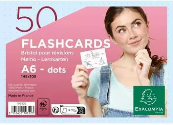 Exacompta Karteikarten A6 gepunktet, blau, 50er-Pack (10352E)