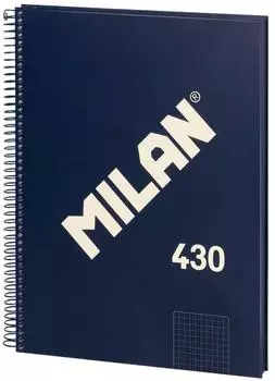 MILAN Heft 1918 A4 kariert, 80 Blatt, Hardcover, blau (57143E80B)