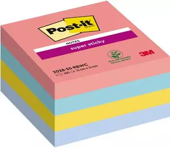 Post-it Super Sticky Notes Würfel mehrfarbig 76x76mm (2028-SS-RBWC)
