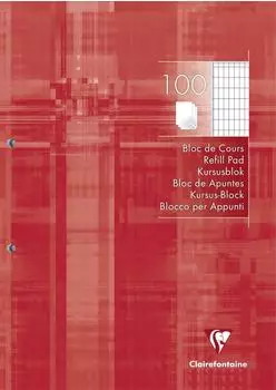 Clairefontaine Kursusblock A4 kariert mit Rand, 100 Blatt, 90g (5813C)