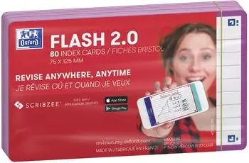 Oxford Flash 2.0 Karteikarten A7, liniert, lila (400133878)
