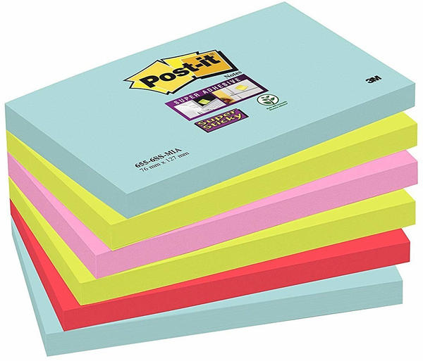 Post-it Super Sticky Notes Miami 76 x 127 mm (6 Pack)