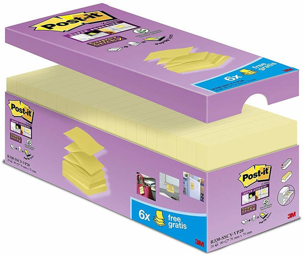 Post-it Super Sticky Z-Notes Canary Yellow 7.6 x 7.6 cm (20 Pack)