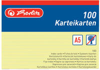 Herlitz 1150515, Herlitz Karteikarten A5 gelb liniert (A5, 100x, 170 g/m&sup2;) (1150515)
