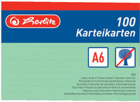 Herlitz 1150655, herlitz Karteikarten, DIN A6, liniert, gr&uuml;n