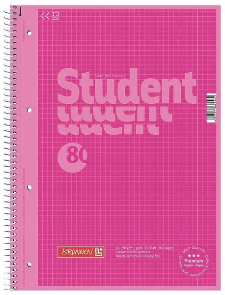 Brunnen Premium Student Colour Code A4 kariert Lin28 pink (10-67 928 126)