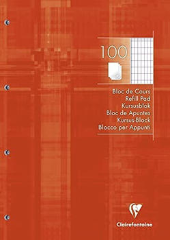 Clairefontaine Kursusblock 4-fach gelocht DIN A4 100 Blatt 90g rautiert