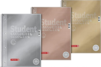 Brunnen Collegeblock Premium Student Metallic A4 kariert Lin. 28 1 Stück sortiert
