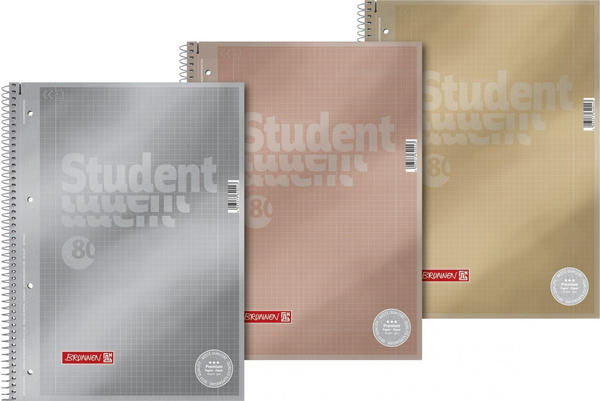 Brunnen Collegeblock Premium Student Metallic A4 kariert Lin. 28 1 Stück sortiert