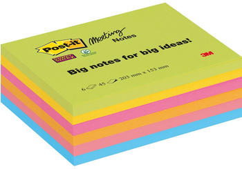 Post-it Meeting Notes super sticky 20,3x15,2cm 270 Blatt (8645-6SS-EU)