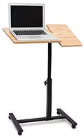 Relaxdays Laptoptisch H&ouml;henverstellbar, Laptopst&auml;nder Holz, Mit Rollen, Drehbar,