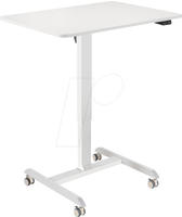 Sit-stand workstation, single-motor, w/casters, white