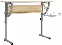 vidaXL Basteltisch Sonoma Eiche & Grau 110x53x(58-87) cm Holzwerkstoff