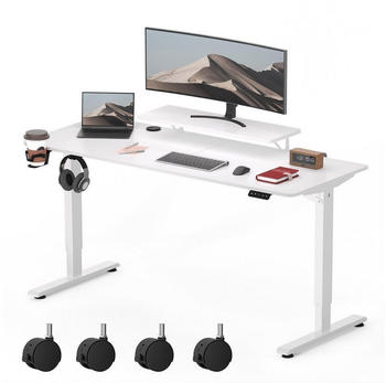 Sanodesk Höhenverstellbarer Schreibtisch 140x60cm weiß