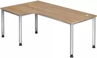 Hammerbacher-Winkeltisch 4Fu&szlig;-rd.200x120cm 90&deg;Nussb./S-VHS82/N/S