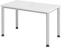 Hammerbacher-Schreibtisch 4Fu&szlig;-rd.120x67cm Wei&szlig;/silber-VHS612/W/S