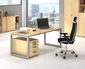 EUROKRAFT pro Schreibtisch mit Gestell aus Vierkant-Stahlrohr H&ouml;he 650 - 850 mm graphit / graphit (825693)