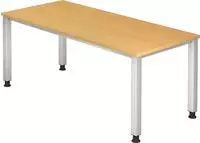 Schreibtisch QS19, 180 x 80 cm - Silber/Grau/Braun/Wei&szlig;