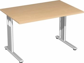 Geramöbel Schreibtisch Flex höhenverstellbar 120x80x68-82cm buche/silber (S-617102-BS)