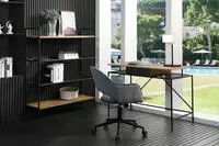 SalesFever Schreibtisch "York Arbeitsplatz Deluxe" Metallrahmen-Ablage mit Polyrattan