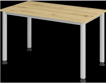 EUROKRAFT pro RENATUS Schreibtisch Mini-Office 4 4-Fu&szlig;-Gestell Eiche-Dekor Rundstahlrohr (586405)