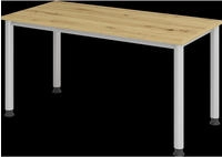 Hammerbacher-Schreibtisch 4Fu&szlig;-rd.140x67cm Asteiche/silber-VHS614/R/S