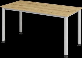 EUROKRAFT pro RENATUS Schreibtisch Mini-Office 4 4-Fu&szlig;-Gestell Eiche-Dekor Rundstahlrohr (586408)