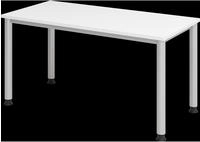 Hammerbacher-Schreibtisch 4Fu&szlig;-rd.140x67cm Wei&szlig;/silber-VHS614/W/S
