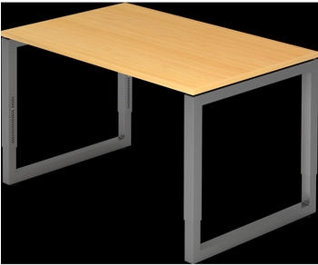 EUROKRAFT pro Schreibtisch mit Gestell aus Vierkant-Stahlrohr Höhe 650 - 850 mm Buche / graphit (825678)