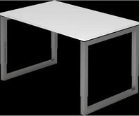 Schreibtisch O-Fu&szlig; eckig 120x80cm Wei&szlig;/Graphit