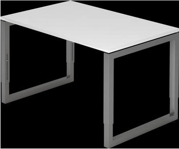 EUROKRAFT pro Schreibtisch mit Gestell aus Vierkant-Stahlrohr H&ouml;he 650 - 850 mm wei&szlig; / graphit (825683)