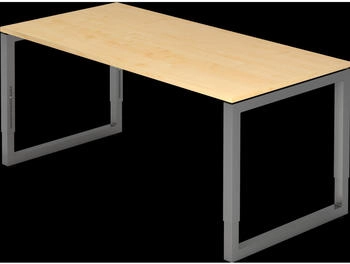 EUROKRAFT pro Schreibtisch mit Gestell aus Vierkant-Stahlrohr H&ouml;he 650 - 850 mm Ahorn / graphit (825689)