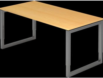 EUROKRAFT pro Schreibtisch mit Gestell aus Vierkant-Stahlrohr Höhe 650 - 850 mm Buche / graphit (825691)