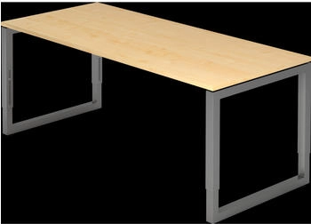 EUROKRAFT pro Schreibtisch mit Gestell aus Vierkant-Stahlrohr H&ouml;he 650 - 850 mm Ahorn / graphit (825702)