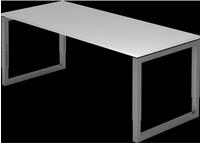 Schreibtisch O-Fu&szlig; eckig 180x80cm Grau/Graphit