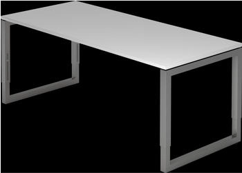 EUROKRAFT pro Schreibtisch mit Gestell aus Vierkant-Stahlrohr H&ouml;he 650 - 850 mm lichtgrau / graphit (825707)