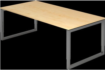 EUROKRAFT pro Schreibtisch mit Gestell aus Vierkant-Stahlrohr H&ouml;he 650 - 850 mm Ahorn / graphit (825715)