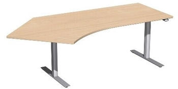 Geramöbel Elektro-Hubtisch Flex 135° links Buche/Silber (S-08F1615-BS)