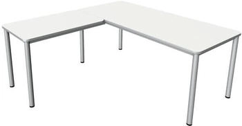 Kerkmann Prime Winkelschreibtisch L-Form mit 6-Fuß-Gestell weiß/silber (11043110)