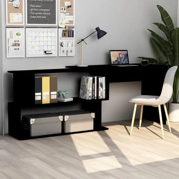 vidaXL Eckschreibtisch Schwarz Holzwerkstoff (801099)