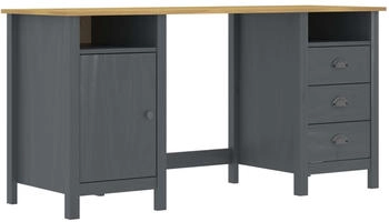vidaXL Schreibtisch Hill Grau Massivholz Kiefer (289001)