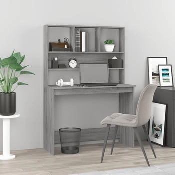 vidaXL Schreibtisch mit Regal Grau Sonoma Holzwerkstoff (9839.823006)