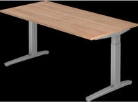 Schreibtisch C-Fu&szlig; 160x80cm Nussbaum/Silber