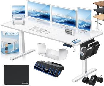 Kesser H&ouml;henverstellbarer Schreibtisch elektrisch 3-Memory Steuerung 160 x 70 cm wei&szlig;