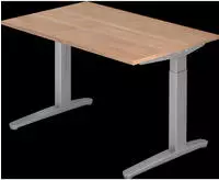 Schreibtisch A-ktiv H650-850xB1200xT800mm Nussbaumdekor ger.Form Kufe