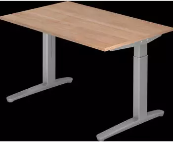 EUROKRAFT pro ANNY Schreibtisch mit C-Fu&szlig;gestell h&ouml;henverstellbar 650 - 850 mm Nussbaum-Dekor / wei&szlig;aluminium (480469)