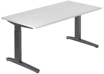 EUROKRAFT pro ANNY Schreibtisch mit C-Fußgestell höhenverstellbar 650 - 850 mm weiß / graphit (825830)