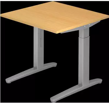 EUROKRAFT pro ANNY Schreibtisch mit C-Fu&szlig;gestell h&ouml;henverstellbar 650 - 850 mm Buche / alusilber (825776)