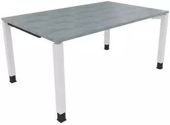 Soennecken Schreibtisch Vierfu&szlig; Quadratrohr 160x100cm h&ouml;henverstellbar 68-82cm Beton hell/Wei&szlig; (810031883)