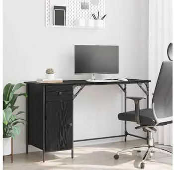 vidaXL Computertisch Schwarz Eichen-Optik 131x48x75cm (882834)